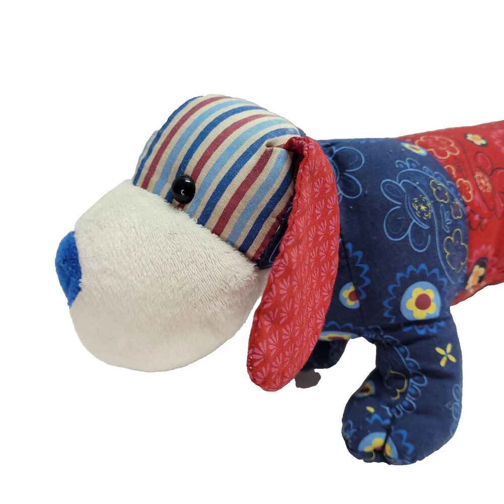 Paisley Patchwork Daschie Daschund Plush 16" Ganz Blue Red Floral puppy dog - Picture 2 of 11